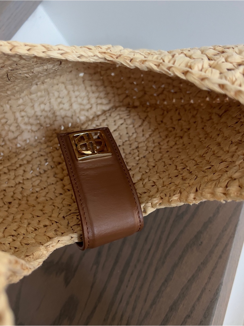 Anine Bing Raffia Lou Shoulder Bag Beach Purse Vacation Handbag Monogram NWT - Picture 10 of 12